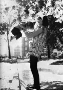 Blouse Prints: Maternity trousers and blouse, 1964