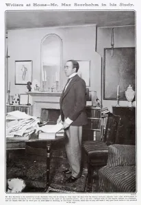 Interior Prints: Max Beerbohm (1872 - 1956), writer and dramatist, pictured in his study at home in 1905