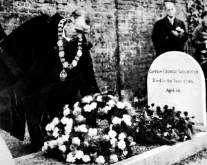 Visiting Prints: The Mayor of Vancouver visiting the grave of George Vancouve