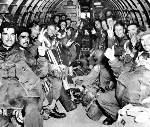 Route Prints: Men of the British First Airborne Division in a glider; Seco