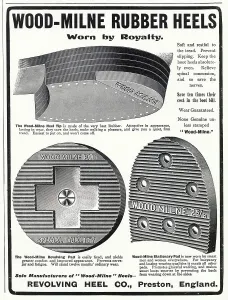 Heel Prints: Men and women's rubber heel tips that were easily fixed to the shoe. Date: 1904