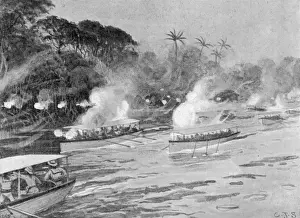 Positions Prints: The Mendi Expedition. Boats bombarding enemy positions