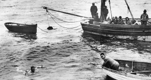 Swimmer Prints: Mercedes Gleitze attempting to swim English Channel