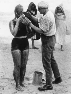Swimmer Prints: Mercedes Gleitze greased for Gibraltar swim