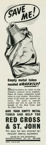 Wanted Prints: Empty metal tubes needed urgently 1942