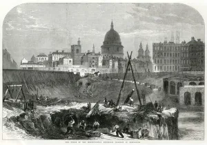 1864 Prints: Metropolitan Extension under construction 1864