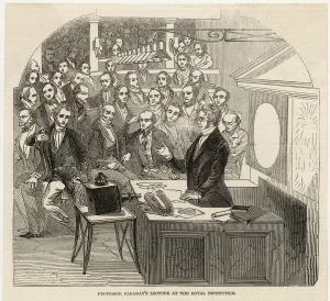 Discovery Prints: Michael Faraday, scientist, giving a lecture
