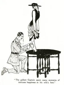 Table Prints: Military man lacing his wifes boots, 1916