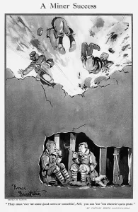 Comic Prints: A Miner Success by Bruce Bairnsfather, WW1 cartoon