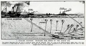 Drag Prints: Minesweeper trawling for mines in the North Sea, WW1