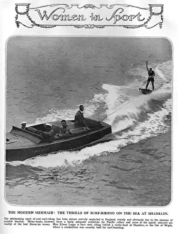 Surf Prints: Miss Eileen Legge water skiing or surf riding at Shanklin
