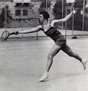 Playing Prints: Miss S. T. Phillips playing tennis at the Venice Lido