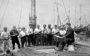 Visiting Prints: Mission to Seamen Service on board a Barge, 1906