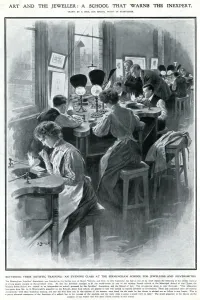 Student Prints: Mixed gender evening class at an arts school 1909