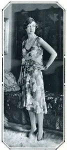 Style Prints: Mme, Drake-Exner wearing in a dress of her own design