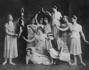 Angel Prints: Mme. Karina & pupils in patriotic dance tableau, WW1