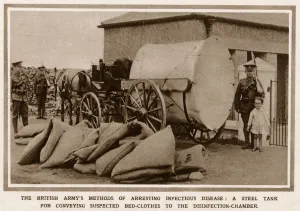 Drawn Prints: A mobile, military washing machine being guarded by troops