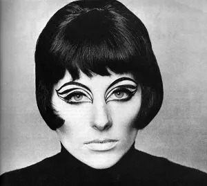 Modelling Prints: Model Jill Kennington in feline make-up