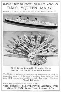 Decks Prints: Model of the Queen Mary by G. H. Davis