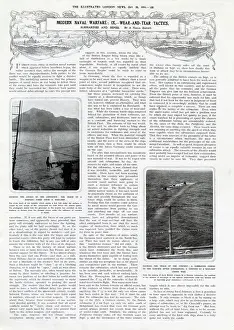 10th Prints: Modern Naval Warfare. Page from The Illustrated London News, 10th October 1914. Date: 1914