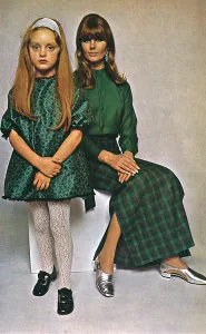 1966 Prints: Mother and daughter party fashions, 1966