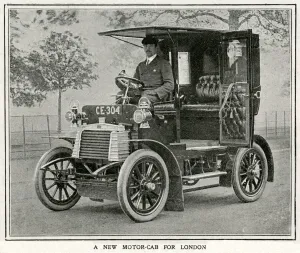 Motor Prints: Motor cab in a London street 1905