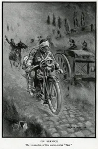 Cyclist Prints: Motor cyclist on the Western Front, WW1