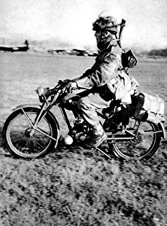 Carried Prints: Motorcyclist of the British First Airborne; Second World War