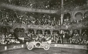 Driving Prints: Mr Fords arrival at the Hippodrome in 15 hp Darracq car