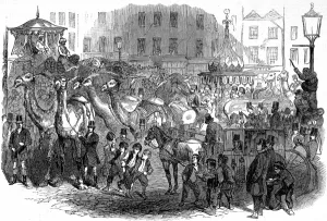 Elephants Prints: Mr. Hughes Mammoth Troupe moving through London, 1847