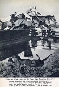 Jump Prints: Mr. R. Holbechs Paladin shown taking the water jump in the Three Mile Steeplechase
