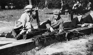 Learning Prints: Mrs Baliol Scott teaching men how to shoot, WW1