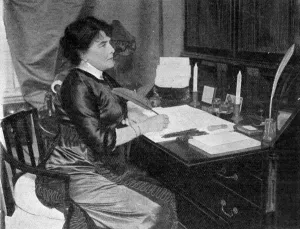 West Prints: Mrs George Cornwallis-West at work on pageant