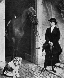 Feb16 Prints: Mrs Lakin as master of Wexford foxhounds during WWI