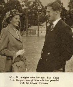 1952 Prints: Mrs M. Knights with her son, Sen. Cadet J. R. Knights
