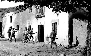 Operations Prints: Nationalist soldiers assaulting a house near Irun; Spanish C