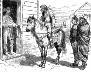 1880 Prints: Native American Indian trading a pony, West America, 1880