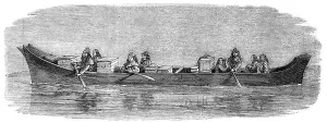 Images Dated 8th July 2004: Native American Indians in a large canoe, c. 1862
