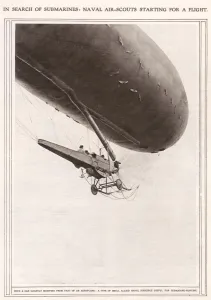 Observation Prints: Naval air-scout in a dirigible, First World War
