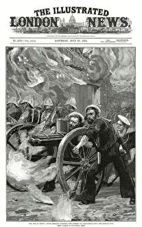 Egypt Prints: Naval Brigade Clear the Streets of Alexandria - Gatling Gun