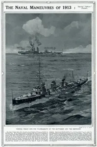 Destroyer Prints: Naval manoeuvres of 1913 by G. H. Davis
