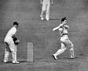 Cricket Prints: Neil Harvey batting in the Fourth Test Match, Headingley, 19