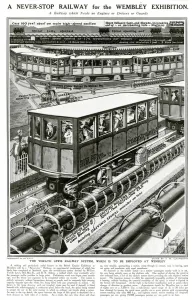 Carriages Prints: Never-stop railway at British Empire Exhibition 1924