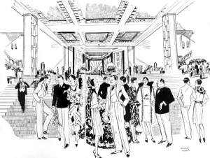 Mckie Prints: The new casino at Nice drawn by Helen McKie