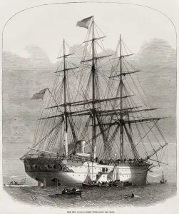 Ship Prints: The new double-screw steamship Far East. The launch took place at Cubitt Town, Millwall
