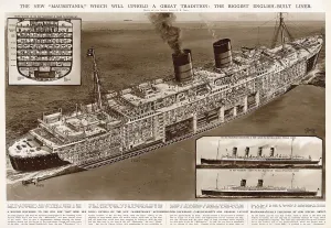 Interior Prints: New RMS Mauretania, ocean liner 1938