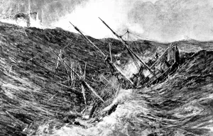 Ocean Prints: The Nimrod in a storm, Antarctic Ocean, 1908