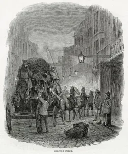 Drawn Prints: Norfolk Coach outside Leadenhall Market, London 1845