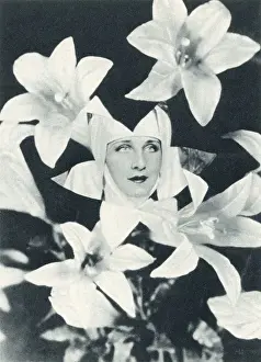Unconventional Prints: Norma Shearer among the Lilies - Screen Celebrities - from a New Angle
