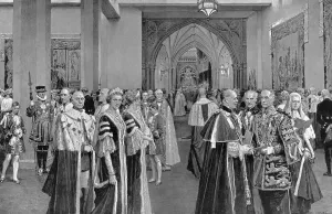 Bearers Prints: Notables assembled in the Abbey annexe at 1937 Coronation